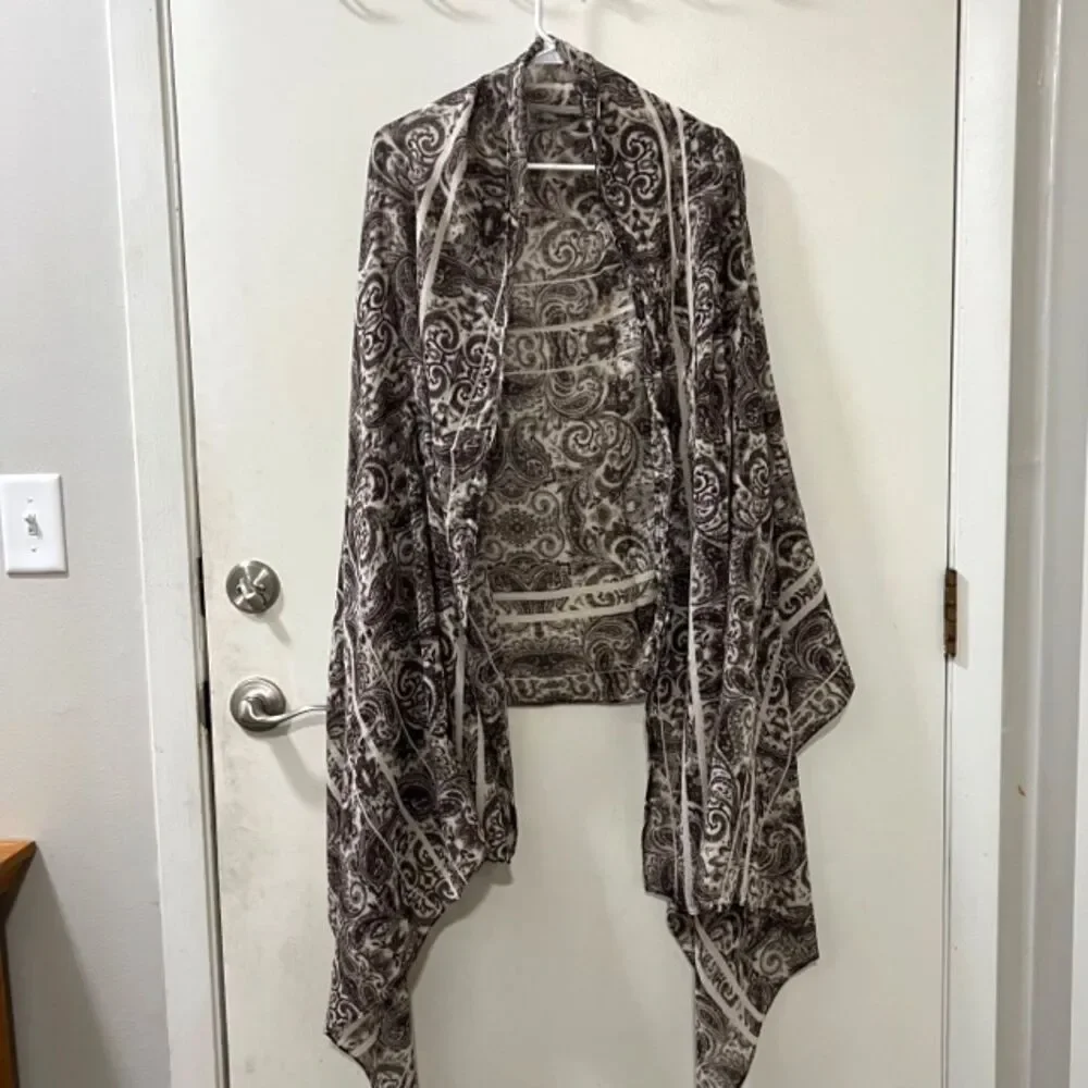 Madewell Brown Paisley Oversized Rectangle Scarf Shawl Wrap Boho One Size